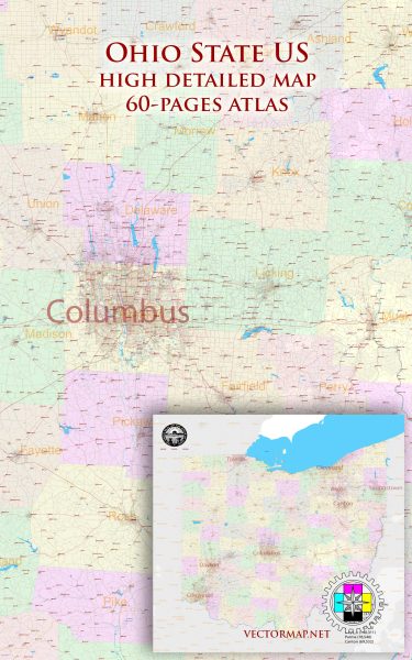 Ohio State US Tourist Road Map Multi Page Atlas Contains 60 Pages Ohio State MAIN COVER 1600x2560 375x600