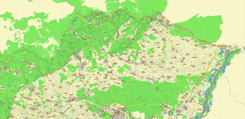 Alsace France Vector Map exact extra detailed All Roads Cities Towns map editable Layered Adobe Illustrator