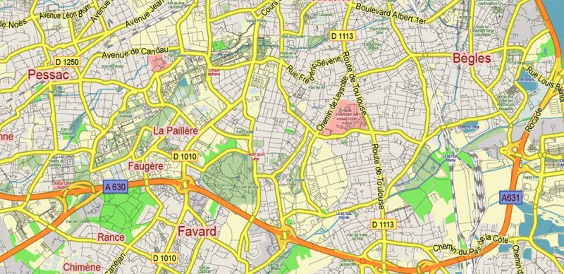 Aquitaine France Vector Map exact extra detailed All Roads Cities Towns map editable Layered Adobe Illustrator