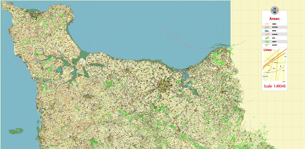 Basse-Normandie France Vector Map exact extra detailed All Roads Cities Towns map editable Layered Adobe Illustrator