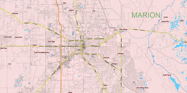 Florida State PDF Vector Map exact extra detailed All Roads Cities ...