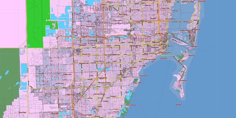 Florida State Vector Map exact extra detailed All Roads Cities Counties Zipcodes map editable Layered Adobe Illustrator
