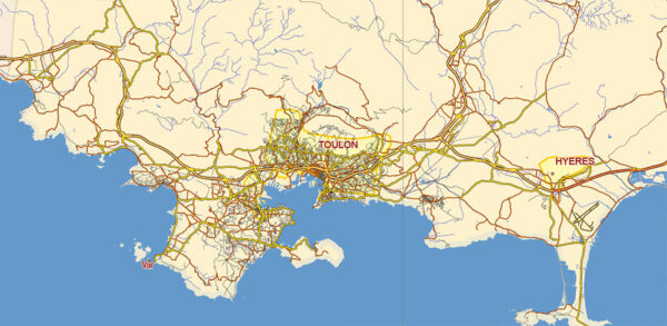 Detailed France Map.pdf France PDF Vector Map Extra High detailed All Roads, fully editable ...