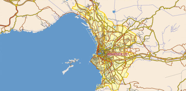 Detailed France Map.pdf France PDF Vector Map Extra High detailed All Roads, fully editable ...