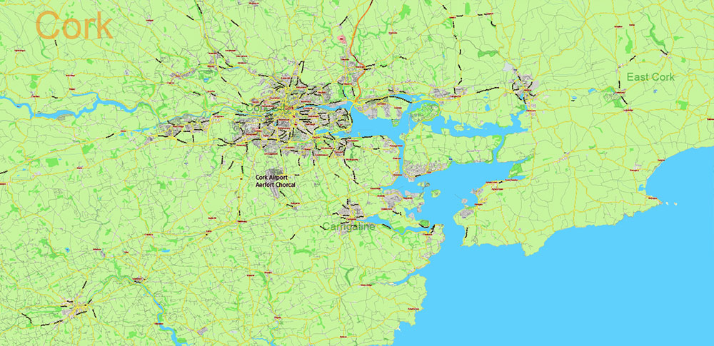 Ireland Full High Detailed PDF Vector Map All Roads Editable Layered Adobe PDF