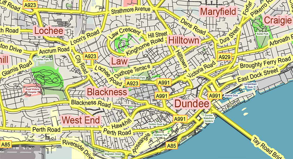 Scotland UK Full High Detailed Vector Map All Roads Editable Layered Adobe Illustrator