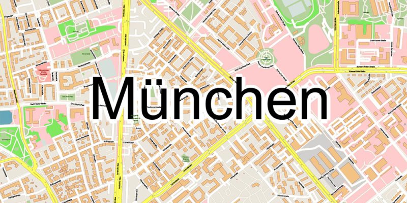 Munchen Germany Vector Map 1971 high detailed layered Adobe Illustrator