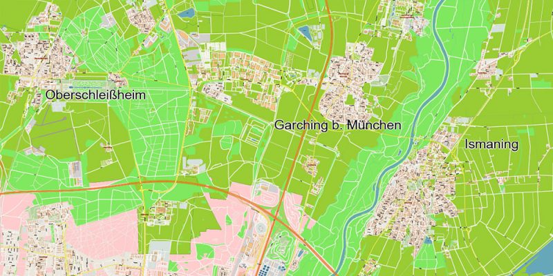 Munchen Germany Vector Map 1971 high detailed layered Adobe Illustrator