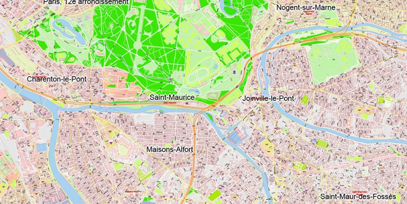 Paris France Vector Map 1971 high detailed layered Adobe Illustrator