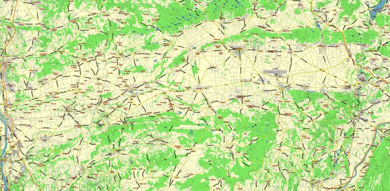 Rhone Alpes France Vector Map exact extra detailed All Roads Cities Towns map editable Layered Adobe Illustrator
