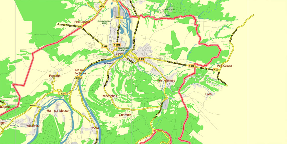 Champagne Ardenne France Vector Map exact extra detailed All Roads Cities Towns map editable Layered Adobe Illustrator