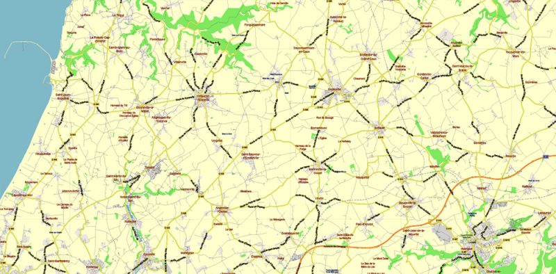 Haute Normandie France Vector Map exact extra detailed All Roads Cities Towns map editable Layered Adobe Illustrator