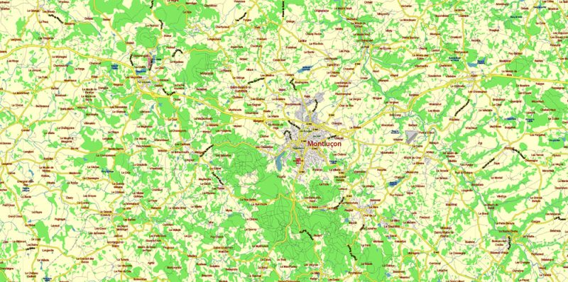 Limousin France Vector Map exact extra detailed All Roads Cities Towns map editable Layered Adobe Illustrator