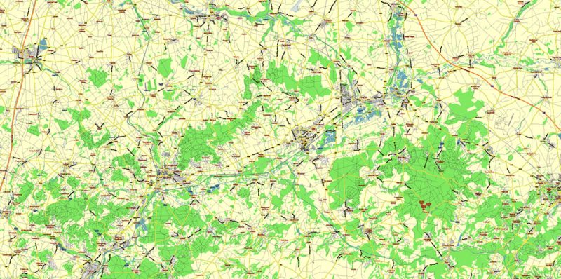 Picardie France Vector Map exact extra detailed All Roads Cities Towns map editable Layered Adobe Illustrator