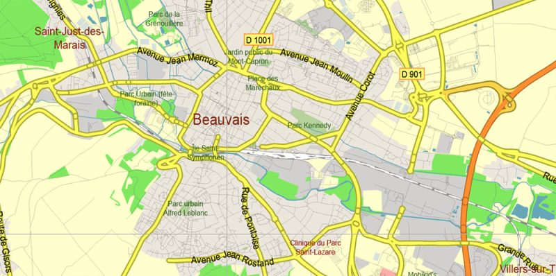 Picardie France Vector Map exact extra detailed All Roads Cities Towns map editable Layered Adobe Illustrator