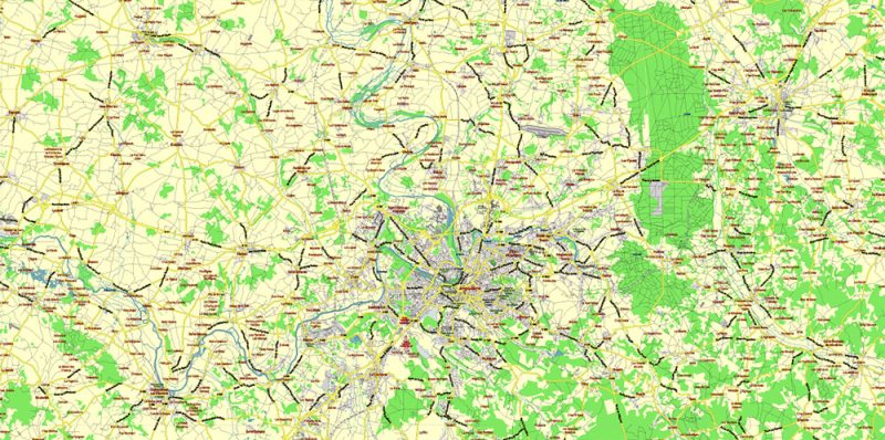 Poitou Charentes France Vector Map exact extra detailed All Roads Cities Towns map editable Layered Adobe Illustrator