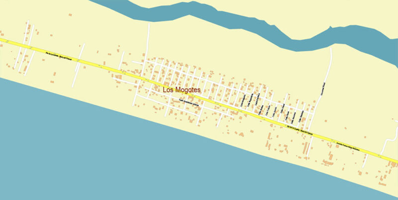 Acapulco area Mexico Vector Map exact high detailed editable layered Adobe Illustrator