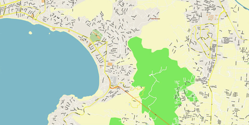 Acapulco area Mexico Vector Map exact high detailed editable layered Adobe Illustrator
