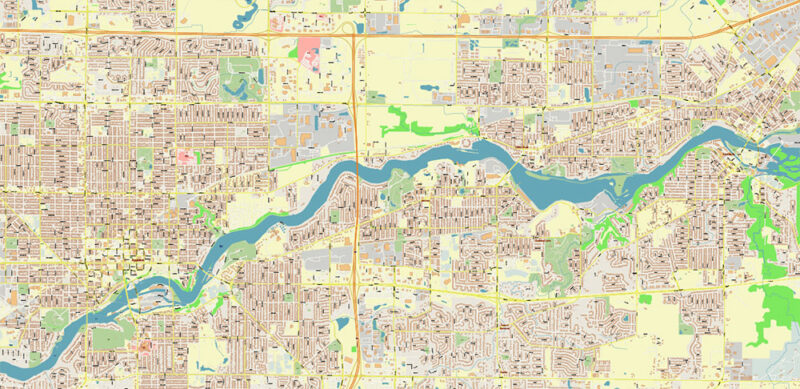 Green Bay - Sheboygan area Wisconsin US Vector Map exact high detailed editable layered Adobe Illustrator