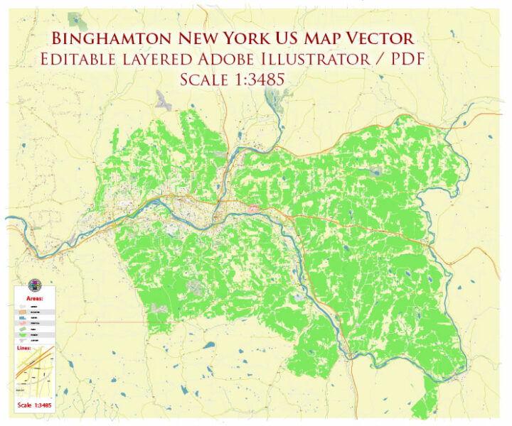 Binghamton New York US Vector Map - Binghamton New York Us Map Vector Gvl17b Ai 10 Ai Pdf 00 720x600 