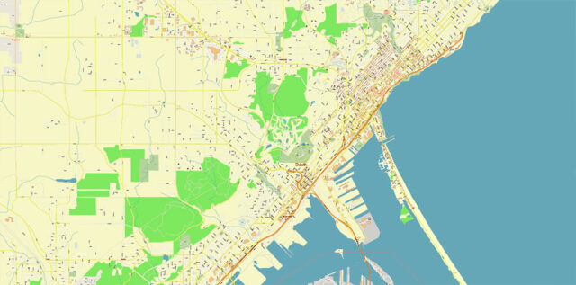Duluth Minnesota US Vector Map high detailed All Roads Streets Cities ...