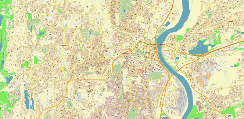 Hartford area Connecticut US Vector Map exact high detailed editable layered Adobe Illustrator
