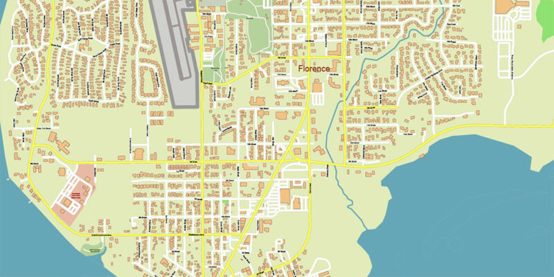 Lane County Eugene Oregon US Vector Map exact detailed All Roads Cities Towns map editable Layered Adobe Illustrator