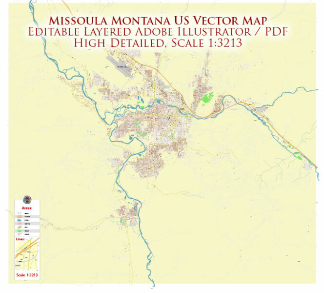 Missoula Montana US Vector Map - Missoula Montana Us Map Vector Gvl17b Ai 10 Ai Pdf 00 664x600 