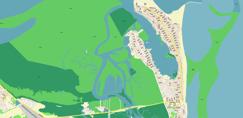 Newburyport Massachusetts US Vector Map high detailed All Roads Streets Cities Towns map editable Layered Adobe Illustrator
