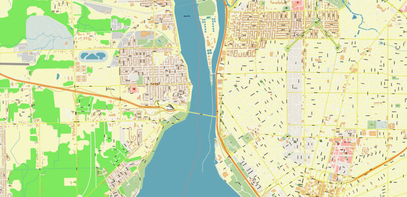 Buffalo Niagara Falls New York US St.Catharines CA Vector Map exact high detailed editable layered Adobe Illustrator