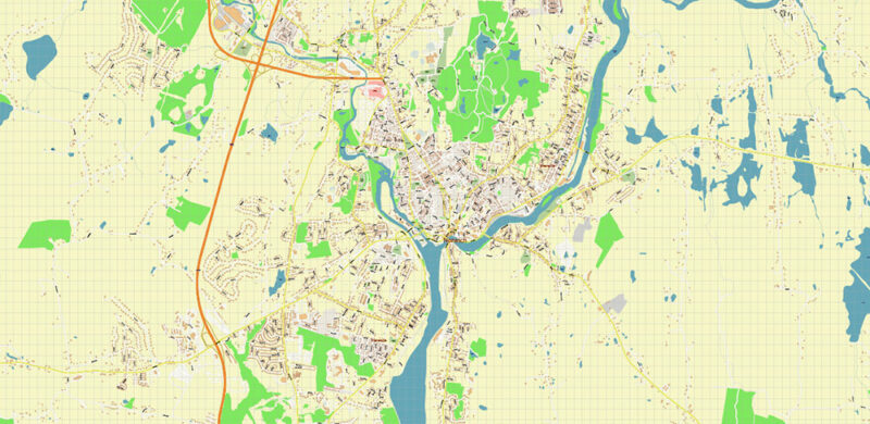 Norwich New London Connecticut US Vector Map high detailed All Roads Streets Cities Towns map editable Layered Adobe Illustrator