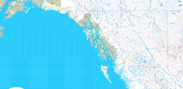 United States (+ zipcodes) and Canada Vector Map Main Roads Cities ...