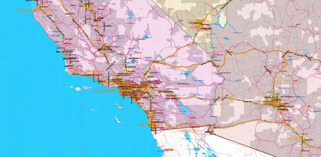 United States (+ zipcodes) and Canada Vector Map Main Roads Cities ...