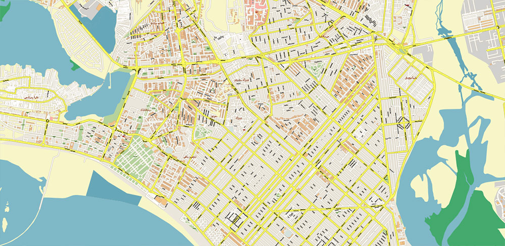 Karachi Pakistan PDF Vector Map high detailed scale 1:1000 editable Layered Adobe PDF