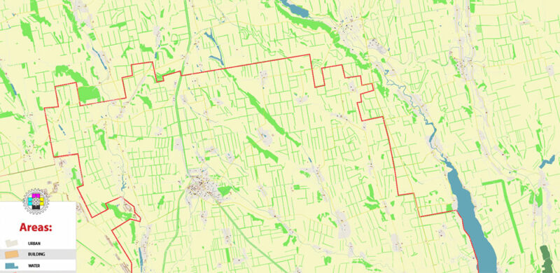 Rozdilnyanskyi district Odessa Oblast Ukraine Vector Map high detailed All Roads Streets editable Layered Adobe Illustrator