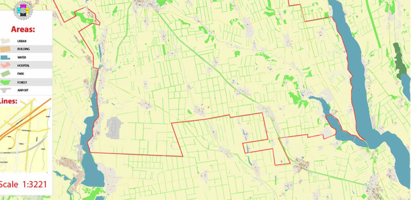 Rozdilnyanskyi district Odessa Oblast Ukraine Vector Map high detailed All Roads Streets editable Layered Adobe Illustrator