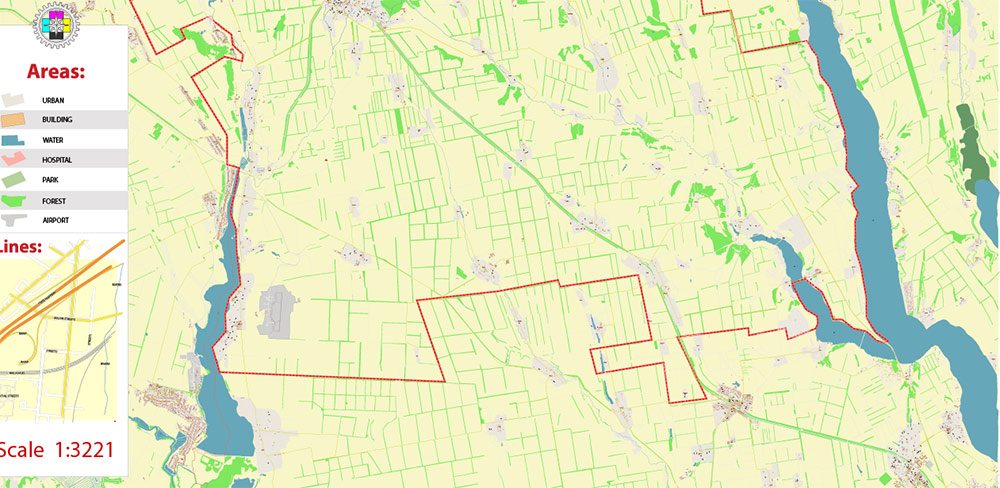 Rozdilnyanskyi district Odessa Oblast Ukraine PDF Vector Map high detailed All Roads Streets editable Layered Adobe PDF