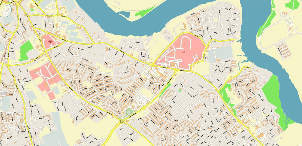 Waterford Ireland PDF + DWG Vector Map high detailed editable Layered Adobe PDF and CAD DWG in 1 archive