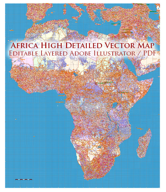 Africa full Vector Map high detailed editable layered in Adobe Illustrator
