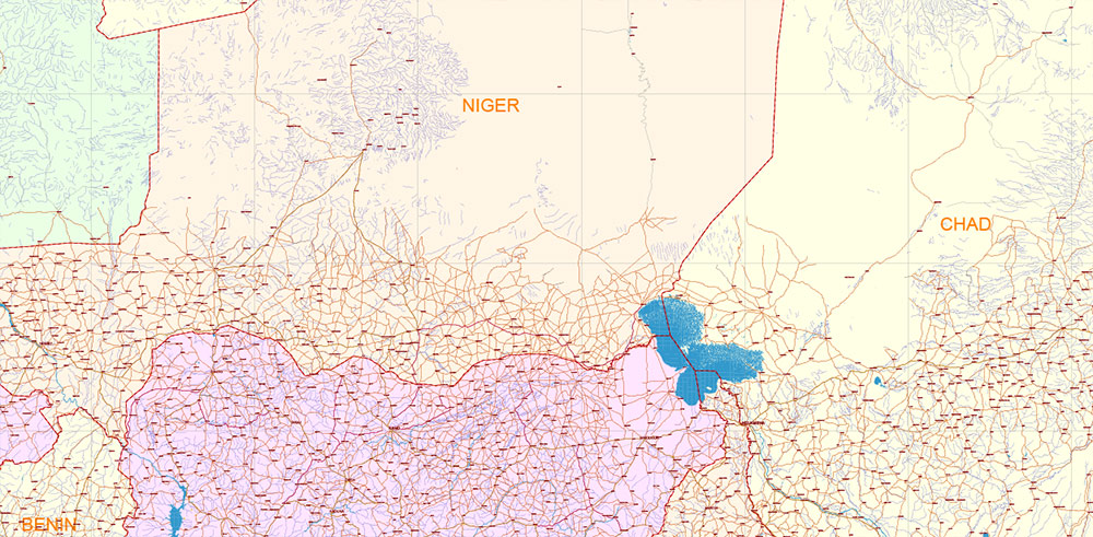 Africa full PDF Vector Map high detailed editable layered in Adobe PDF