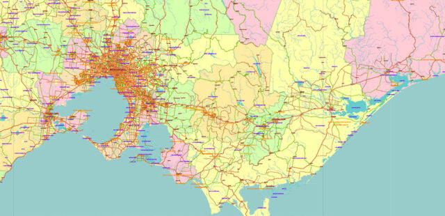 Australia Vector Map high detailed roads and admin areas editable ...