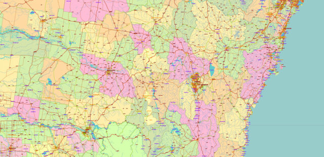 Australia Vector Map high detailed roads and admin areas editable ...