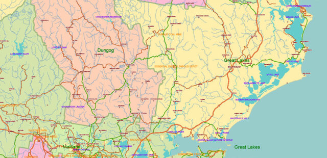 Australia Vector Map high detailed roads and admin areas editable ...
