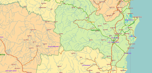 Australia Vector Map high detailed roads and admin areas editable ...