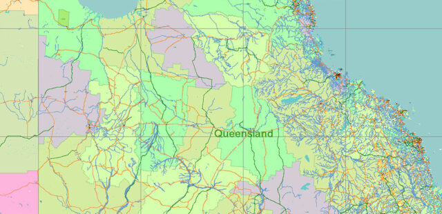 Australia Vector Map high detailed roads and admin areas editable ...
