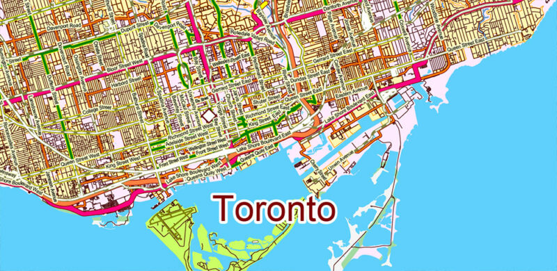 Ontario South Part Canada Vector Map High Detailed All Streets and Roads all Cities and Towns Adobe Illustrator