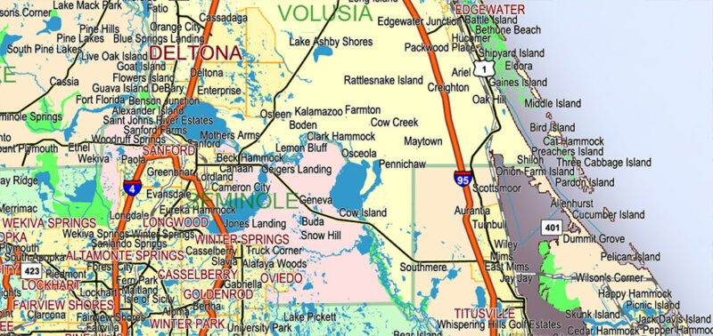 1 Florida US Vector Map, High Detailed Editable Layered Adobe PDF ready for print size 24x36 inches v.1