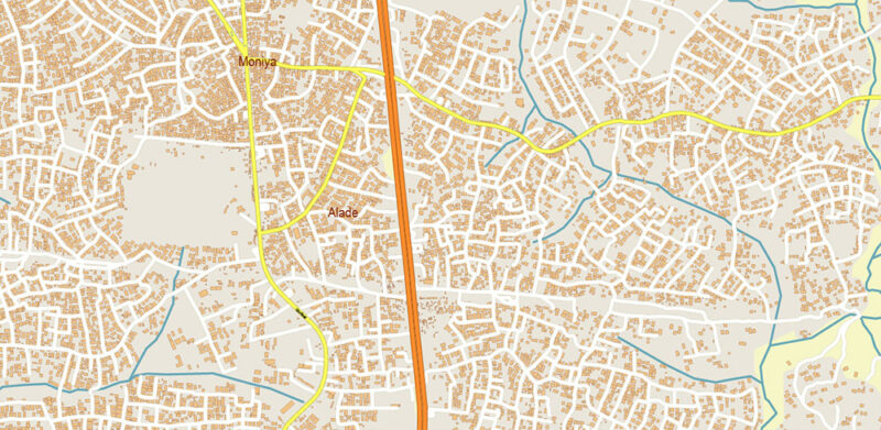 Ibadan Nigeria Vector Map high detailed editable Layered Adobe Illustrator