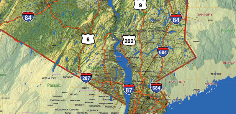 _New York_ State US Map Vector Exact State Plan High Detailed Street Road Map + Counties + Relief (raster) editable Adobe Illustrator in layers