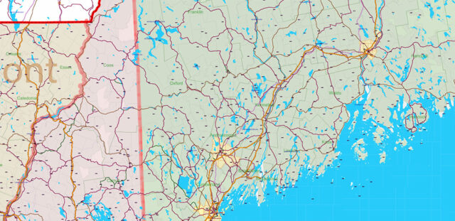 New England Map.pdf New England States US PDF Vector Map: Exact High Detailed Road Map ...